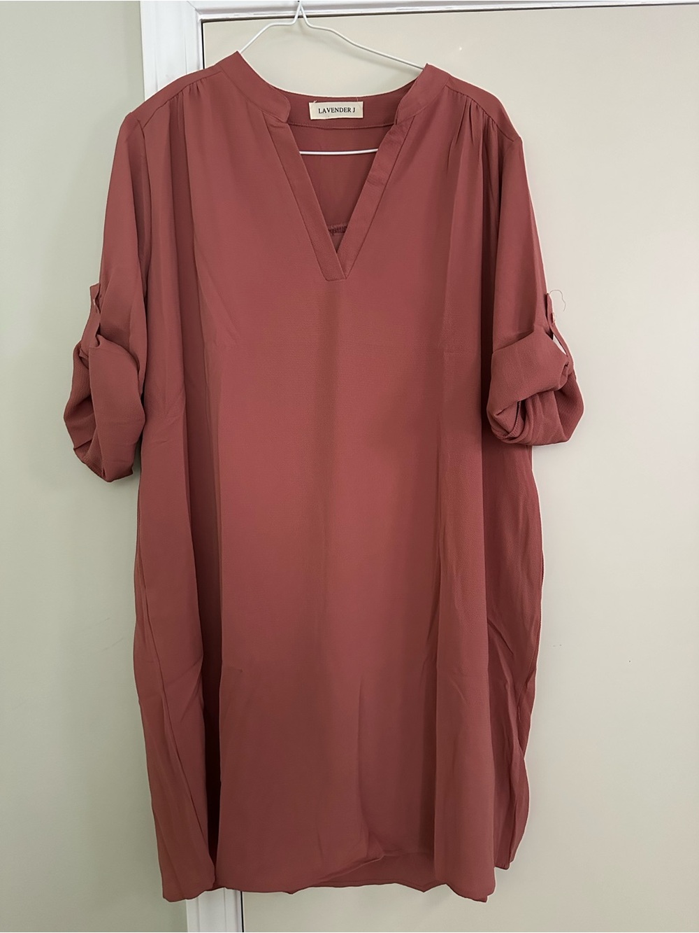 Lavender Rust V-Neck Shift Tunic - Picture 2 of 2